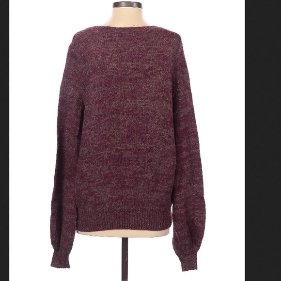 FREE PEOPLE Karina Alpaca Wool Blend Crossover Wrap Cozy Maroon Slouchy Sweater - Picture 4 of 4